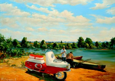 Painting titled "beside the river.jpg" by Roman Fedosenko, Original Artwork, Oil