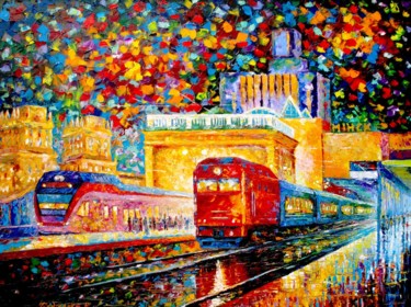 Painting titled "Belarusian railway…" by Roman Fedosenko, Original Artwork, Oil