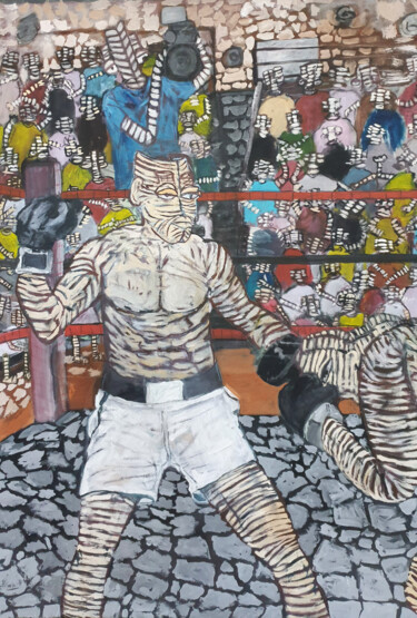 Pintura intitulada "ringue de boxe" por Romaric Nana, Obras de arte originais, Acrílico