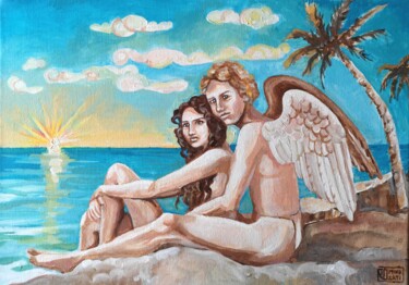 Peinture intitulée "AMORE E PSICHE" par Romina Rosati, Œuvre d'art originale, Acrylique