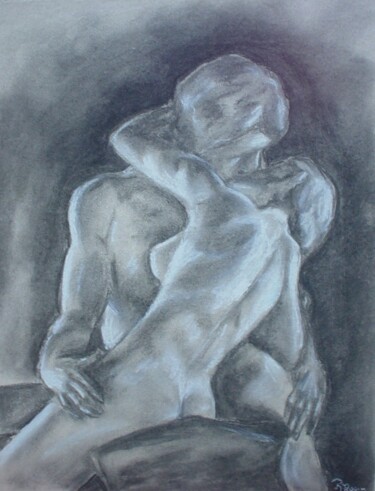 Pintura titulada "El beso (de Rodin)" por Romina Rosin, Obra de arte original, Oleo