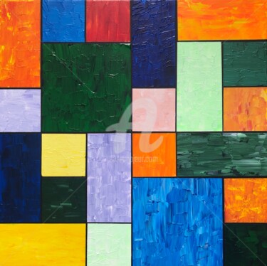 Peinture intitulée "Patchwork (mini)" par Romros, Œuvre d'art originale, Acrylique Monté sur Châssis en bois