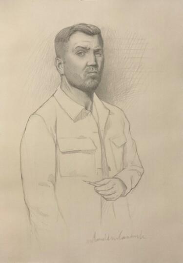 Drawing titled "Autoportrait à 36 a…" by Romuald Cormier, Original Artwork, Graphite