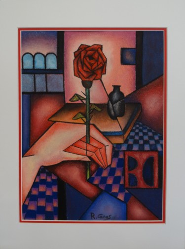 Schilderij getiteld "Rosita a ofrecer" door Romuald Canas Chico, Origineel Kunstwerk