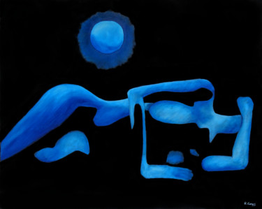 Malerei mit dem Titel "Au clair de lune" von Romuald Canas Chico, Original-Kunstwerk, Öl