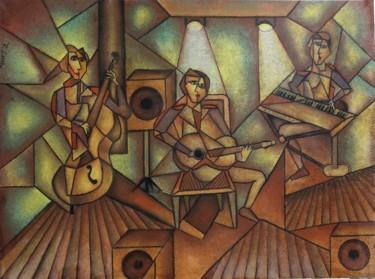 Dibujo titulada "Les-musiciens en li…" por Romuald Canas Chico, Obra de arte original, Pastel