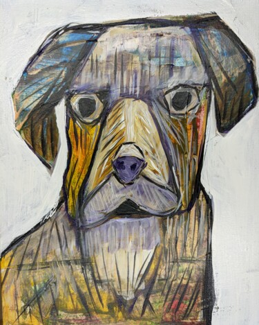 Картина под названием "Brown Dog" - Ron Kammer, Подлинное произведение искусства, Акрил
