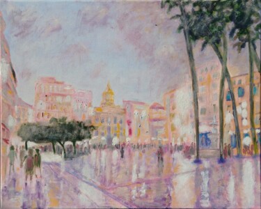 Painting titled "Plaza de la Constit…" by Ronald Houriez, Original Artwork, Oil