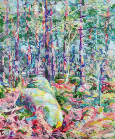 Schilderij getiteld "Forêt de Fontainebl…" door Ronald Houriez, Origineel Kunstwerk, Olie