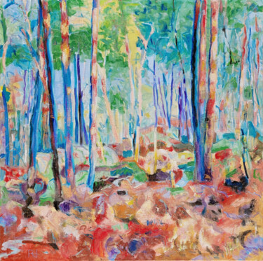 Painting titled "Forêt de Fontainebl…" by Ronald Houriez, Original Artwork, Oil