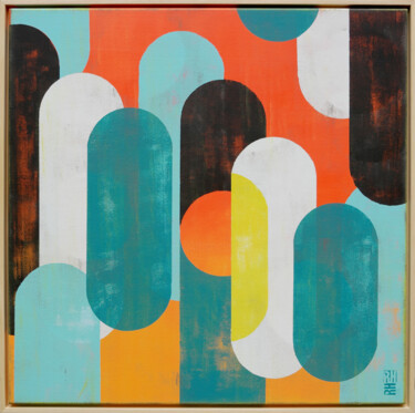 Painting titled "Traffic Sunny & Blu…" by Ronald Hunter, Original Artwork, Acrylic Mounted on Wood Stretcher frame