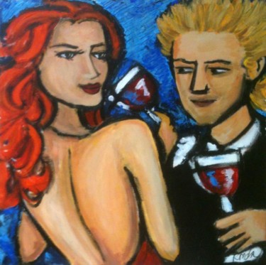 Peinture intitulée "The Red Wine Affair" par Ronda Richley, Œuvre d'art originale, Autre