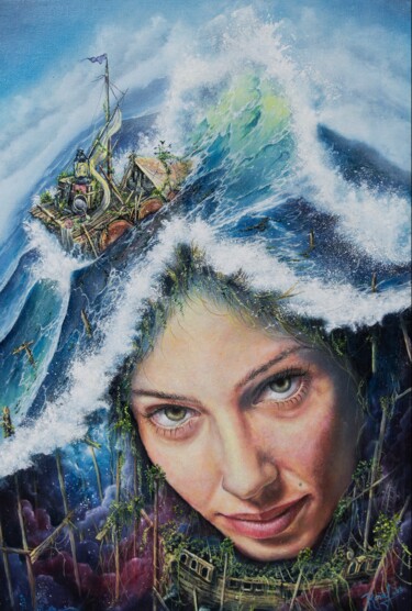 Malerei mit dem Titel "Elpis" von Roniel Llerena Andrade, Original-Kunstwerk, Öl
