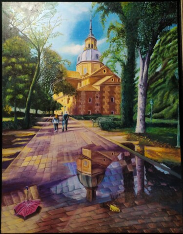 Pintura titulada "Lluvia Basílica del…" por Rosa M Fernández, Obra de arte original, Oleo Montado en Bastidor de camilla de…