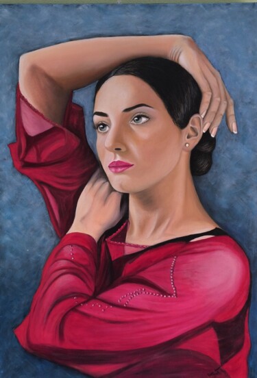 Painting titled "Bailarina" by Rosa M Fernández, Original Artwork, Oil