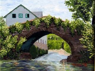 Pintura titulada "Puente Romano" por Rosa Maria Castaño, Obra de arte original