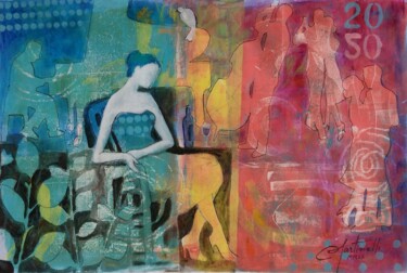 Картина под названием "Blues & Wine" - Rosa Martinelli, Подлинное произведение искусства, Акрил