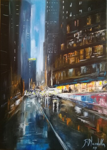 Pittura intitolato "STREET OF NEW YORK…" da Rosa Nardella, Opera d'arte originale, Olio