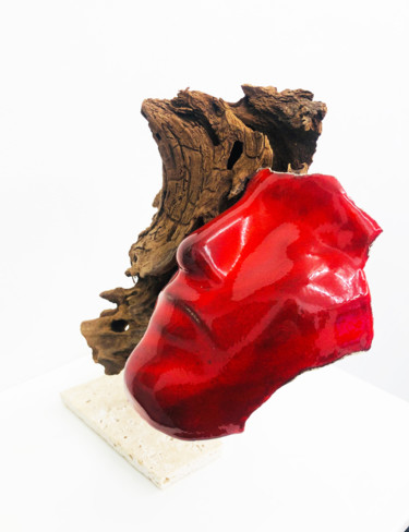 Sculpture intitulée "Spirito rosso" par Rosa-Terra By Rosanna, Œuvre d'art originale, Techniques mixtes