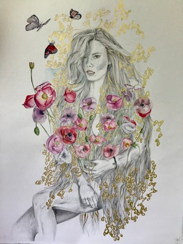 Dessin intitulée "Du tourbillon de te…" par Rosa Mujal Closa, Œuvre d'art originale, Aquarelle