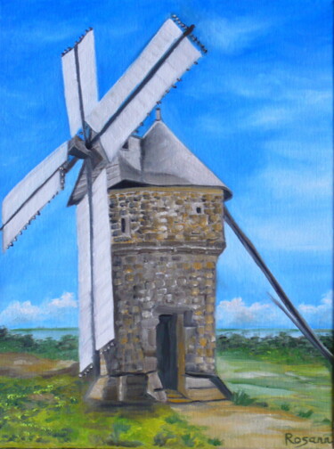 Картина под названием ""Moulin de Batz sur…" - Rosann, Подлинное произведение искусства, Масло Установлен на Деревянная рама…
