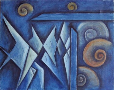 Painting titled "Tramas peces 12" by Rosario De Mattos, Original Artwork, Oil