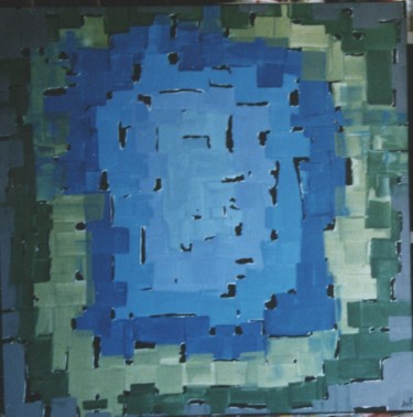 Pintura titulada "Abstracto-Composici…" por Rosa Maria Maldonado Guerrero "Azul", Obra de arte original, Oleo