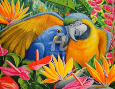 Pintura intitulada "Festival de cores" por Rose Fernandes, Obras de arte originais, Óleo