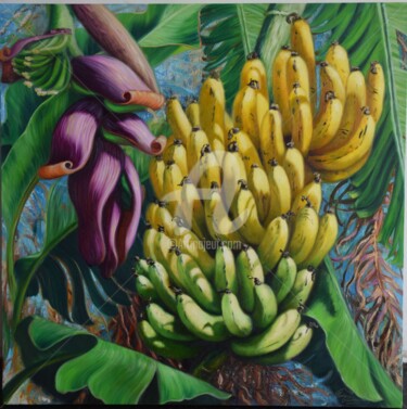Pintura intitulada "bananas" por Rose Fernandes, Obras de arte originais, Óleo