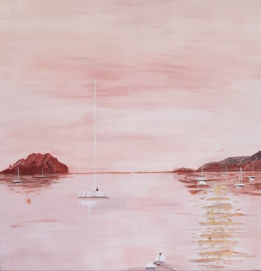 Malerei mit dem Titel "Eclat d'or et de ro…" von Rose Passalboni Giudicelli, Original-Kunstwerk, Acryl Auf Keilrahmen aus Ho…