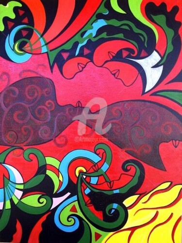 Painting titled "EXPLOSÃO VOLUPTUOSA…" by Rose Canazzaro, Original Artwork, Oil