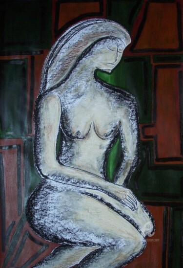 Painting titled "Pose de Modelo" by Roseli Franco, Original Artwork, Pastel