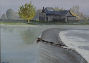 Peinture intitulée "Le Moulin Aux Poule…" par Roseline Pederencino Et Olivier Villella, Œuvre d'art originale, Huile