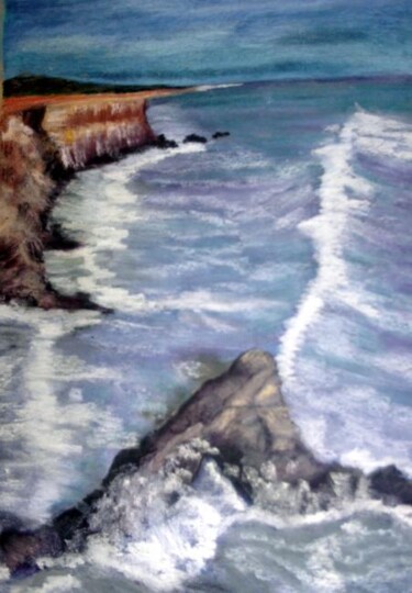 Pittura intitolato "une côte bretonne" da Roselyne Halluin, Opera d'arte originale