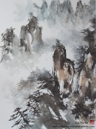 Schilderij getiteld "Mystérieuses Huangs…" door Roselyne Pegeault, Origineel Kunstwerk