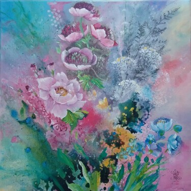 "Power flower II" başlıklı Tablo Roselyne Rollant (Evarose) tarafından, Orijinal sanat, Akrilik Ahşap Sedye çerçevesi üzerin…