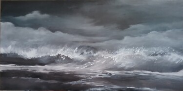 Painting titled "Vent d'hiver" by Roselyne Rollant (Evarose), Original Artwork, Acrylic Mounted on Wood Stretcher frame