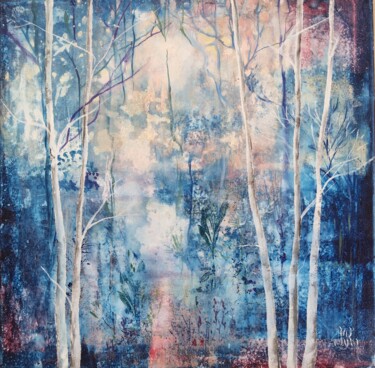 Peinture intitulée "À travers le bois f…" par Roselyne Rollant (Evarose), Œuvre d'art originale, Acrylique Monté sur Châssis…