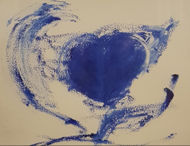 Pittura intitolato "Coeur bleu" da Roselyne Sierra, Opera d'arte originale, Acrilico