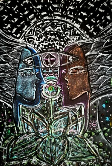 Malerei mit dem Titel "Reflection of Love" von Imuni, Original-Kunstwerk, Pastell