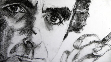 Drawing titled "Philip Roth" by Rosemay Dahan, Original Artwork, Charcoal