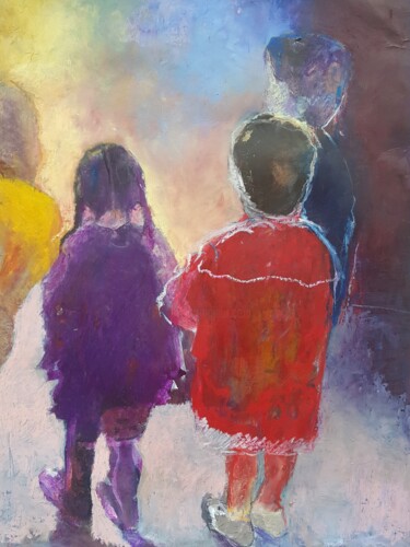 Painting titled "Childhood 4" by Rosemay Dahan, Original Artwork, Pastel