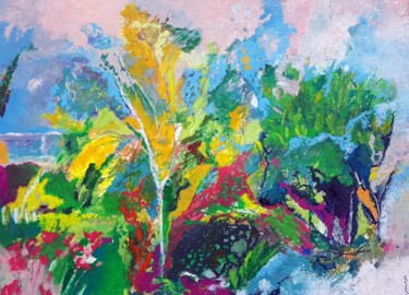 Peinture intitulée "Christine's garden…" par Rosemay Dahan, Œuvre d'art originale, Huile