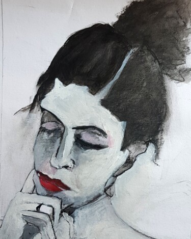 Peinture intitulée "Portrait of a woman…" par Rosemay Dahan, Œuvre d'art originale, Acrylique