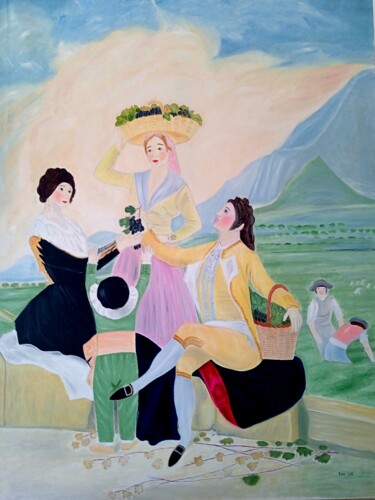Malerei mit dem Titel "La vendimia" von Roser Solà, Original-Kunstwerk, Öl