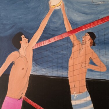 Painting titled "Voleyball" by Roser Solà, Original Artwork, Oil