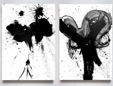 Peinture intitulée "Black 124 duo" par Rosi Roys, Œuvre d'art originale, Acrylique