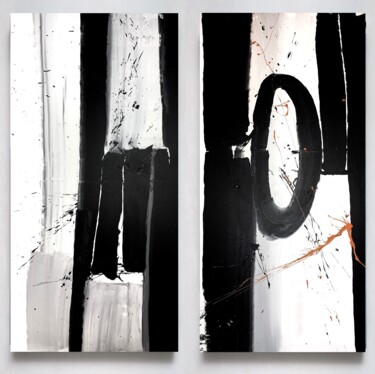 Peinture intitulée "Black 141 duo" par Rosi Roys, Œuvre d'art originale, Acrylique