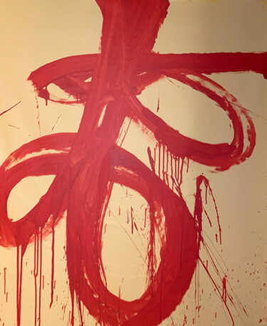 Schilderij getiteld "Red lines 8" door Rosi Roys, Origineel Kunstwerk, Acryl