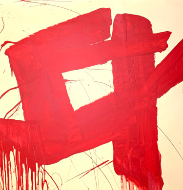 Peinture intitulée "Simple red 8" par Rosi Roys, Œuvre d'art originale, Acrylique